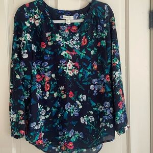 Adrienne Vittadini Navy Floral Top